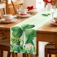thumbnail image 5 of St Patrick's Day Table Runner 36 Inches, Watercolor Gnomes Shamrock Daisy Green Stripes Bed Runner Dresser Scarves Tabletop for Indoor Outdoor Parties/Ceremony/Banquet, 13"x 36", 5 of 8