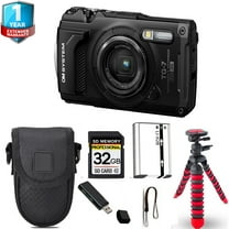 Olympus OM SYSTEM Tough TG-7 Digital Camera (Black) Spider Tripod Case - 32GB Kit (International Version)