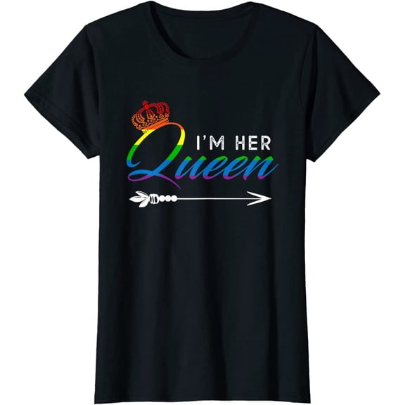 Matching Lesbian Couple Her Queen Girlfriend Pride LGBT Gift T-Shirt