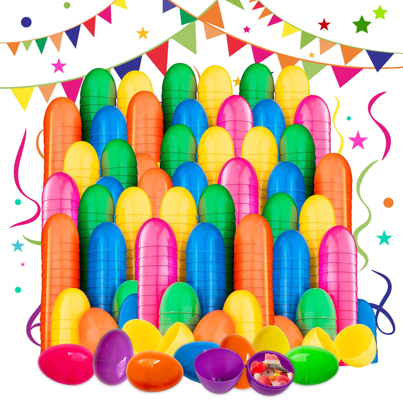 50 Pcs Easter Eggs, 2.25" Plastic Easter Eggs for Easter Hunt,Easter Themed, Decorations, Basket Stuffers Fillers