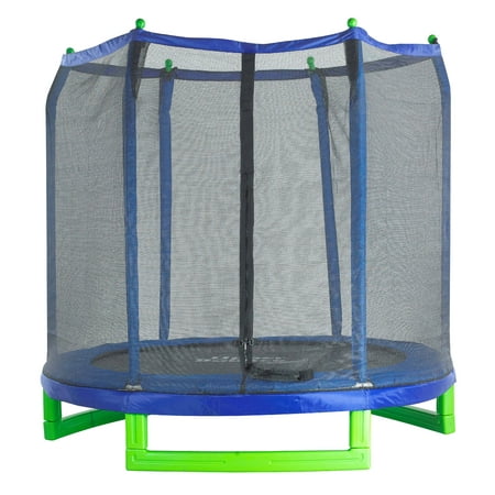 Machrus Upper Bounce 7' Indoor/Outdoor Classic Kiddy Trampoline & Safety Enclosure Set