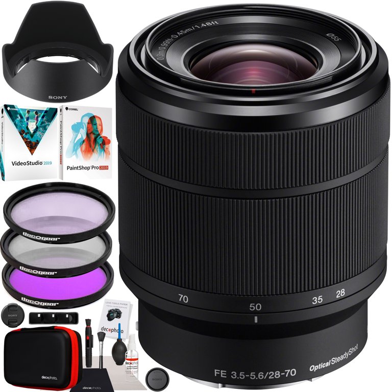 Sony FE 28-70mm F3.5-5.6 OSS Full Frame E-Mount Lens SEL2870 for Mirrorless Cameras Built In Optical SteadyShot Image Stabilization Bundle with Deco