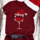 thumbnail image 2 of Gibobby Camiseta Navideña De La mujer Navidad Copa de de nieve Muñeco de nieve Estampado O Cuello Camiseta Blusa Manga corta(Rojo,G), 2 of 3