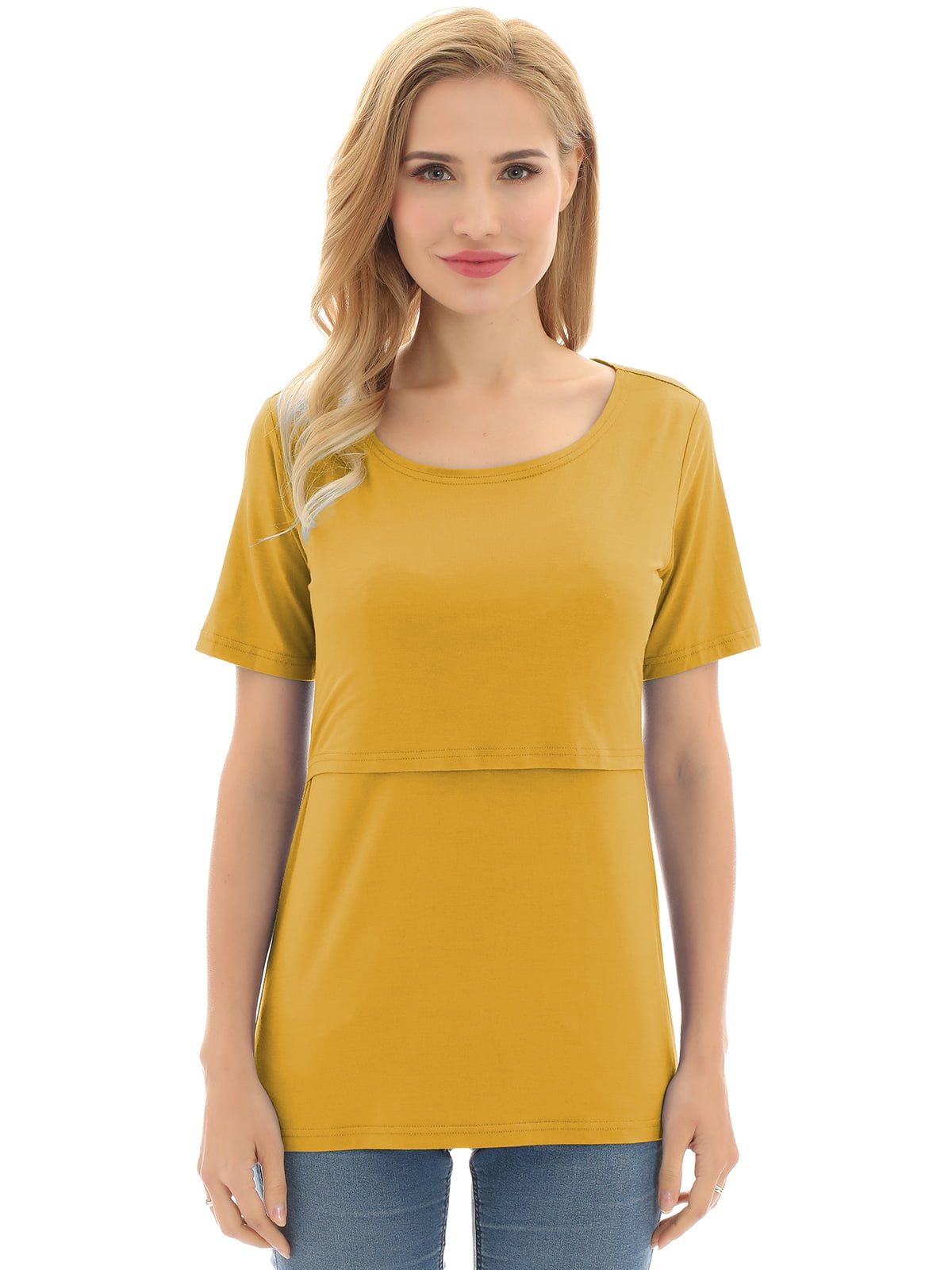 Bearsland Women's Maternity Short Sleeve Breastfeeding Nurding Tops T-Shirts 3-Pack
