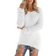thumbnail image 1 of Timegard Hauts pour Femmes Manches Longues Col Rond Couleur Unie Chandail Chaud Automne Hiver Décontracté Ample Hauts, 1 of 5