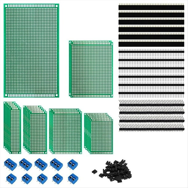 Kit de Prototipo de Placa de Circuito PCB de 147 Piezas: Placas Perforadas de Doble Cara en 6 Tamaños