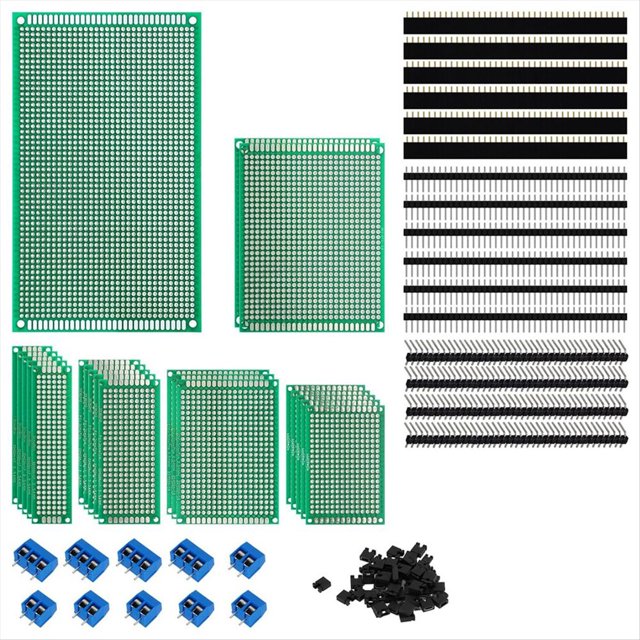 Kit de Prototipo de Placa de Circuito PCB de 147 Piezas: Placas Perforadas de Doble Cara en 6 Tamaños