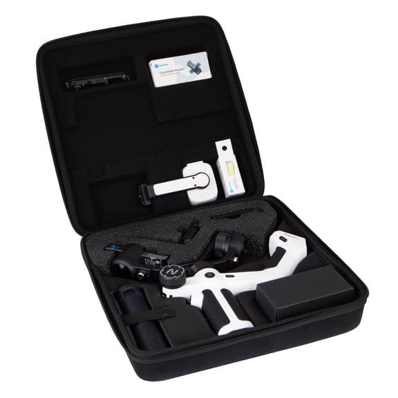 FeiyuTech SCORP Mini 2 Kit (White) Gimbal Stabilizer for Vlog Camera & Smartphone, 3-Axis AI Tracking Gimbal with Carry Case, Carbon Fiber Extension Pole, Fill Light & Camera Control Cable Set