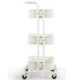 thumbnail image 4 of Topbuy 3-Tier Metal Rolling Utility Storage Cart Service Trolley Cart with Lockable Wheels White, 4 of 5