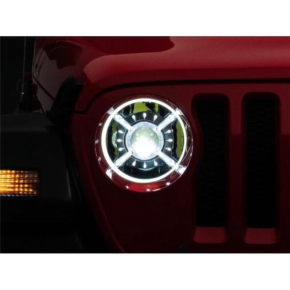 Raxiom 18-22 Jeep Wrangler JL/ JT 9-Inch LED Headlights w/ DRL and Halo- Black Housing (Clear Lens)