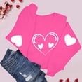 thumbnail image 6 of SERTG Womens Round Neck Valentine Heart Print Hoodless Sweatshirt Fashion Casual Long Sleeve Spring Fall Pullover Blouses Tops(Hot Pink#1,L), 6 of 9