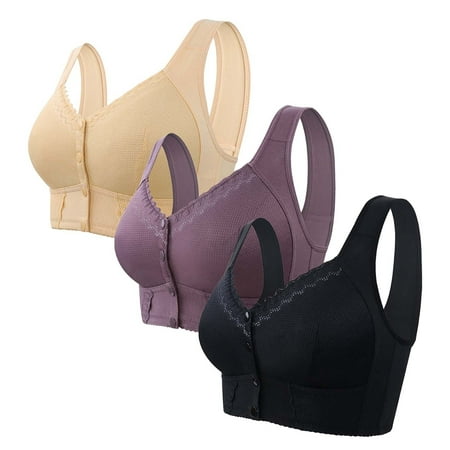 Pavied Bras for Women Wireless Bras Moona Bra For Senior Front Closure Breathable Bra For Seniors Wirefree Bras For Older Women Bralettes for Women Lace Bralette clearance sales Purple 4 36