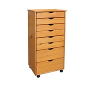 Adeptus Original Roll Cart, Solid Wood, 6+2 Drawer Extra Wide Roll Cart, Med Pine