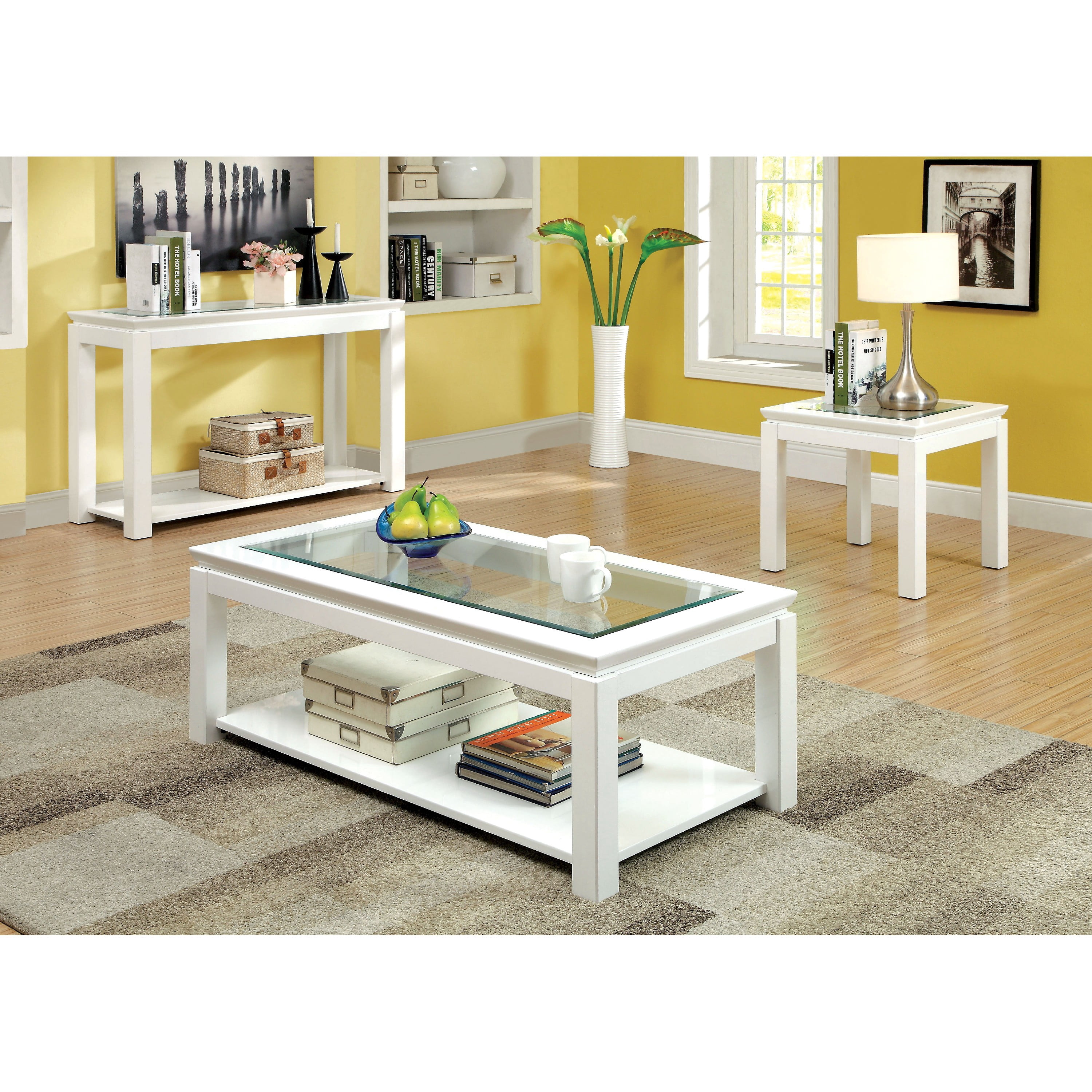 Furniture of America Lalia Contemporary End Table, White