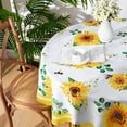 thumbnail image 4 of Sunflower Tablecloth Round 60",Summer Floral Yellow and White Table Cloth Waterproof Wrinkle-Free Tablecloth, Stain Resistant Spill Proof Dining Table Cover for Outdoor Party Picnic, 4 of 6