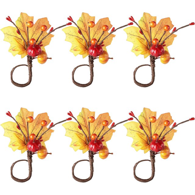 12 piezas de soporte de anillo para servilleta de otoño, hebillas para servilleta de granja, hebilla para servilleta para suministros de decoración de mesa de cena de Acción de Gracias brillar Electrónica