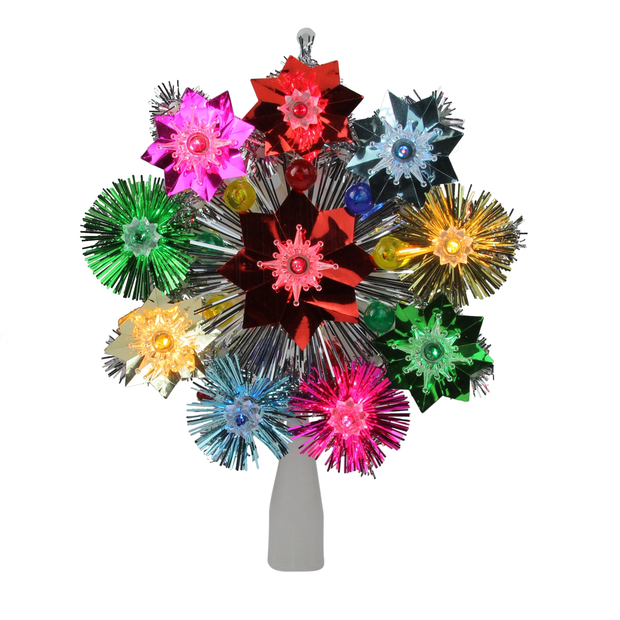 8.5" Lighted Tinsel Starburst Star Christmas Tree Topper MultiColor