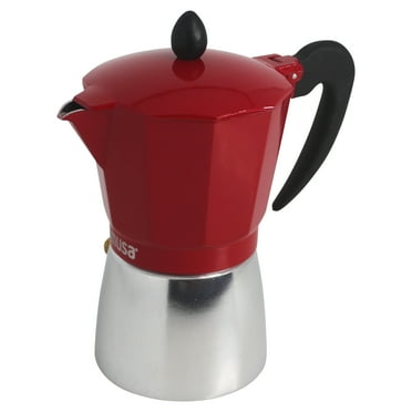 IMUSA 6cup Cast Aluminum Stovetop Coffeemaker with Red Top