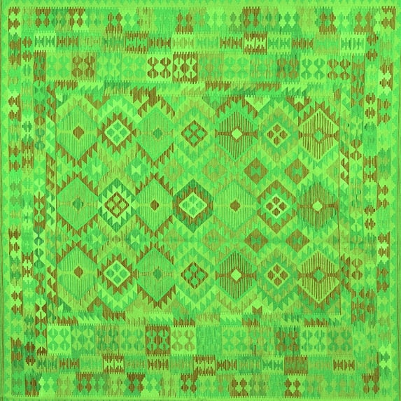 Ahgly Company Indoor Square Southwestern Green Country Area Rugs, 6' Square