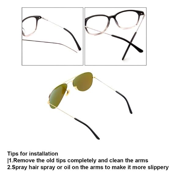 GJX Anti-Slip Silicone Eyeglass End Tips Replacement Temple Arms for Thin Wired Glasses