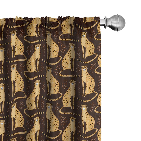 Ambesonne Wildlife Window Curtains, Exotic Cheetahs Polka Dots, Each 28" W x 63" L, Brown and Orange