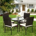 thumbnail image 3 of Costway Set of 4 Patio Rattan Dining Chair Stackable Cushioned Armrest Garden, 3 of 10