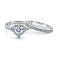 thumbnail image 3 of Couple Rings White Gold Plated 925 Sterling Silver Ring 1CT AAAAA Heart CZ Women Wedding Ring Sets Men Tungsten Steel Ring, 3 of 6