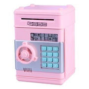Children's Money Saving Bank Deposit Box Intelligent Voice Mini Safe and Coin Vault for Kids with Pass Code (Pink, Button Random Color)