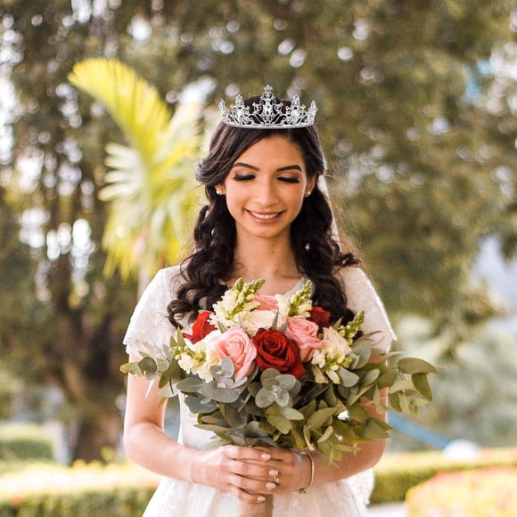 FONDOTIN 1Pack Royal Crown Bridal Headband Crown Fashion Delicate Headwear for Banquet Stage Engagement 5.5x4.7in