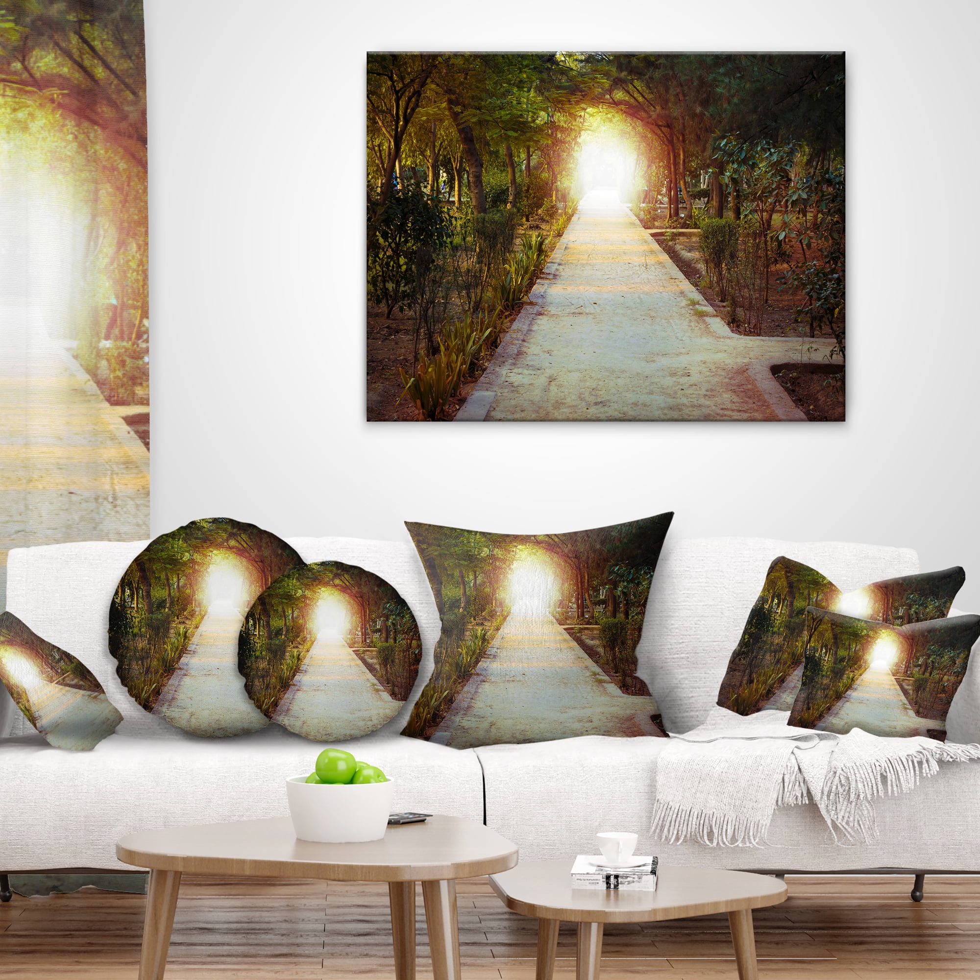 Designart Path to Magical Mystery Woods - Landscape Photography Throw Pillow - 16x16