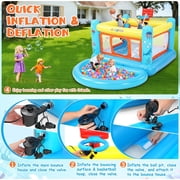 Veeboto PVC Bouncy Castle, Indoor Outdoor Inflatable Bounce House with Jumping Area, Basketball Hoop, Pool, 135W Blower
