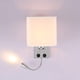 thumbnail image 3 of Lámpara de pared para cabecera, luz de lectura LED Lámpara de pared moderna de cromo pulido con foco de cuello de cisne ajustable Interruptores dobles con cargador de puerto USB E27 (una luz 2 PC), 3 of 4