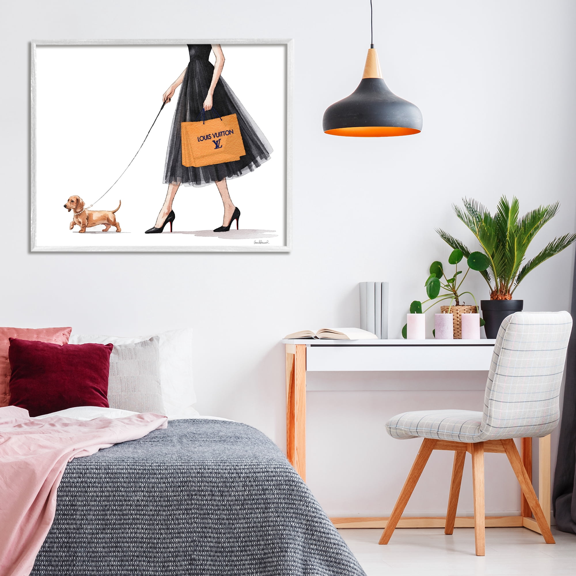 Stupell Industries Fashionable Dog Walking White Framed Giclee Art, design by Amanda Greenwood
