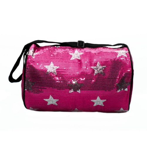 Girl's Quilted Nylon Dance Duffel Bag w/ Sequin Stars (Fuchsia Pink ...