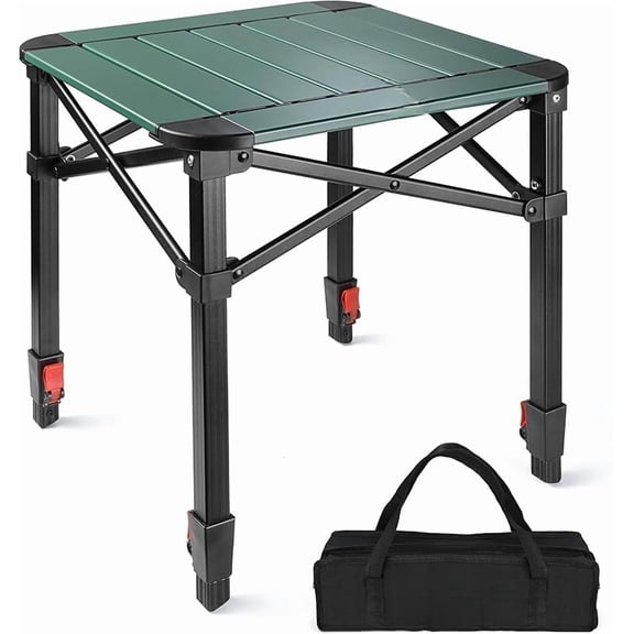Folding Camping Square Table with Carry Bag, Lightweight Aluminum Adjustable Square Table for Outdoor, Camping, Picnic, Backyards, BBQ (S)