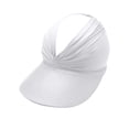 thumbnail image 2 of Sun Hats for Women Wide Brim Ponytail Outdoors UV Protection Cap Pleated Open Roof Beach Visor Sunhats, White, 2 of 6