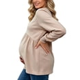 thumbnail image 5 of Maternity Women's Crewneck Sweatshirt Long Sleeve Front Pleated Blouse Fall Pregnancy Workout Loose Fit Top M-3XL, 5 of 6
