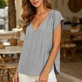 thumbnail image 5 of Women's Summer Casual V-Neck Striped Short Sleeve Top, 5 of 8