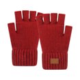 thumbnail image 2 of CUZIBR Winter Gloves Women Thermal Half Finger Knitted Fingerless Texting Wool Gloves Mitten Working Warm For Cold Weather, 2 of 4