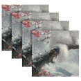 thumbnail image 5 of Satin Native Fab Cotton Dinner Napkin White Cat on Cherry Blossom Reusable, 5 of 8