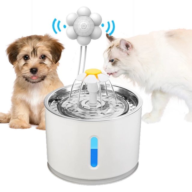 Sensor De Movimiento Del Dispensador De Agua Cat Dispensador de agua para mascotas Sensor de movimiento Dispensador de detector alimentado por USB infrarrojo (A) Likrtyny Libre de BPA