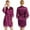 Purple, variant on Women Silk Robe‌ for S-2XL Short Lace Trim Satin Kimono 3/4 Sleeve Bride Sleepwear Soft Bathrobe