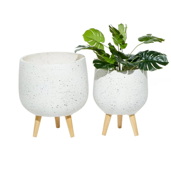 DecMode 15 In. Planter, MGO, White, 2 - Pieces