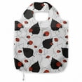 thumbnail image 1 of Ladybugs Fabric Shopping Tote, The Symbolism of Luck Insect on Leafs Cartoon Style of Drawing, Portable and Foldable Bag to Keep in Pocket Bag Purse & Car, White Black and Vermilion, by Ambesonne, 1 of 4