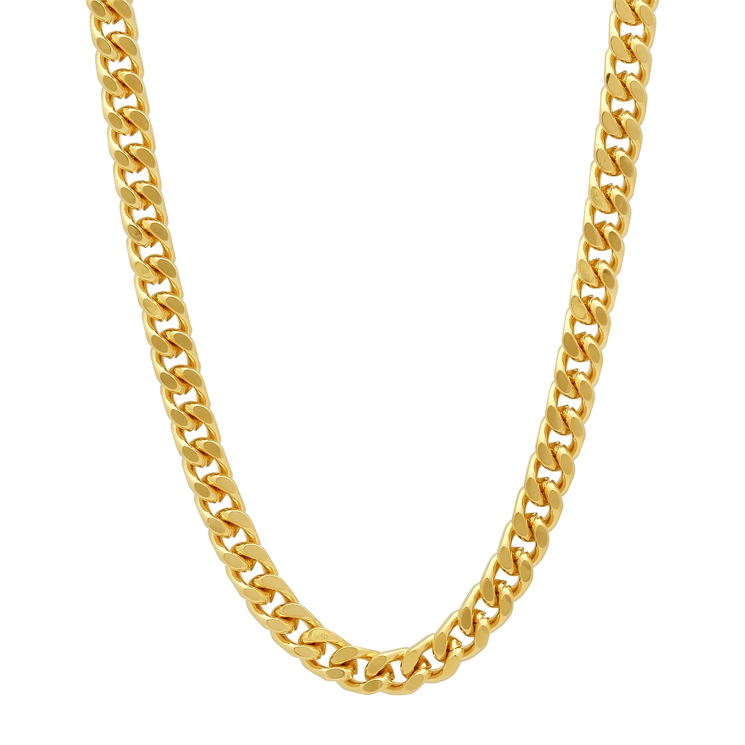 The Bling Factory 4.9mm 25 Mills 14k Gold Plated Curb Link Chain