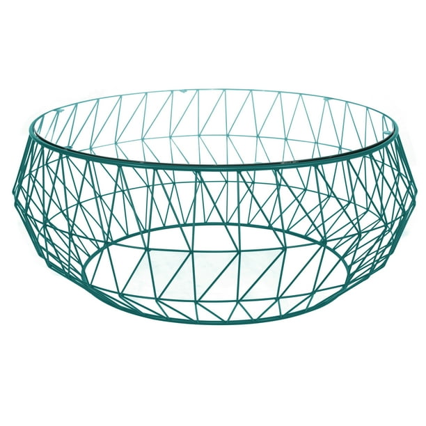 Leisuremod Malibu Modern Round Glass Top Coffee Table With Metal Base Com Leisuremod Malibu Modern Round Glass, Lidl Wire Coffee Table
