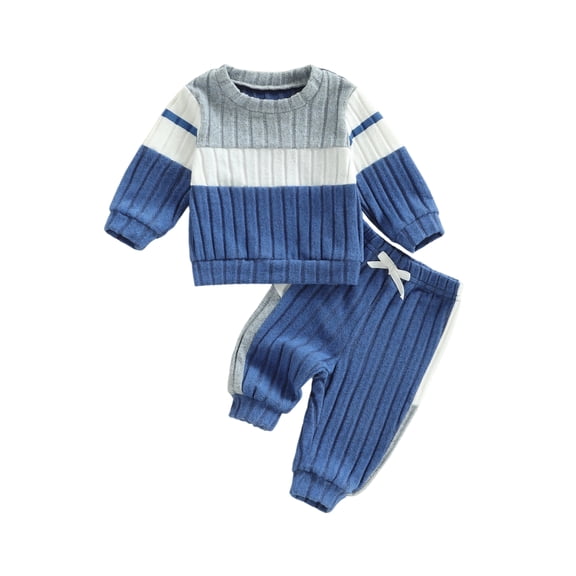Miaouyo Toddler Baby Boys Fall Spring Pants Set 3 6 12 18 24 Months 2T 3T Contrast Color Long Sleeve Sweatshirt with Elastic Waist Sweatpants Clothes Set
