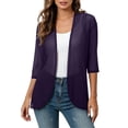 thumbnail image 3 of yoeyez Women Casual 3/4 Sleeve Cardigan Lightweight Chiffon Open Front Cardigans Elegant Dressy Sheer Shrugs for Dresses Purple,XXL, 3 of 7