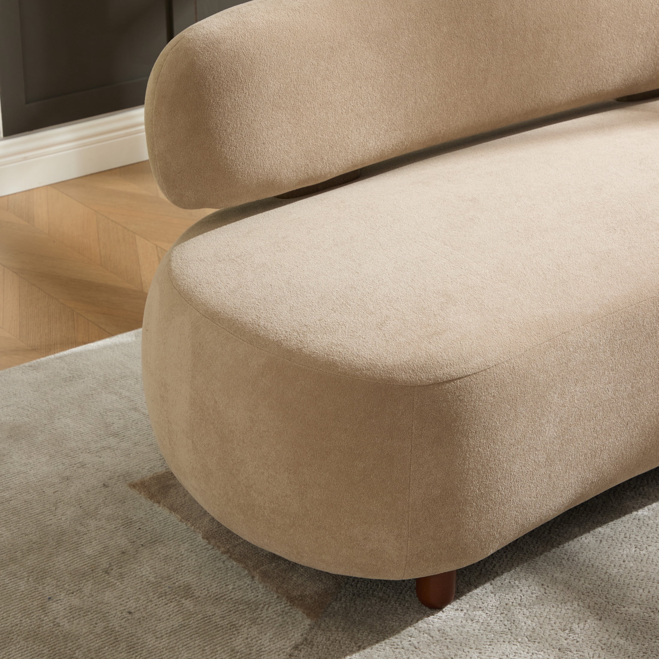 Christopher Knight Home 66" Modern Curved Velvet Sofa with Oval Back for Living Room, 3 Seats, Nomad