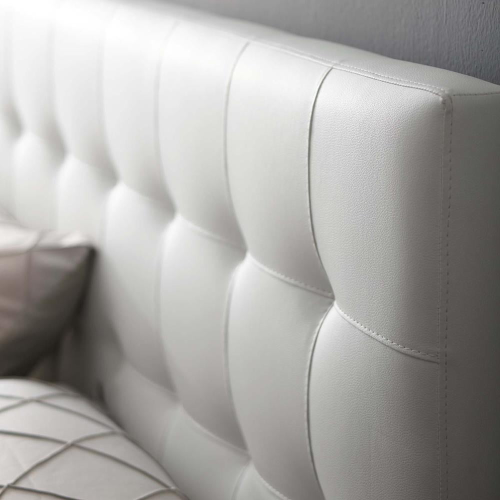 Modway Lily Queen Upholstered Faux Leather and Wood Headboard in White